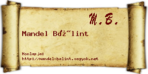 Mandel Bálint névjegykártya